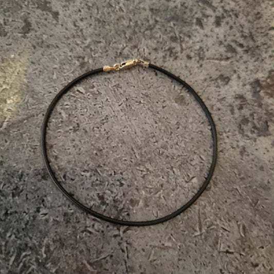 Sterling Black Leather Bracelet