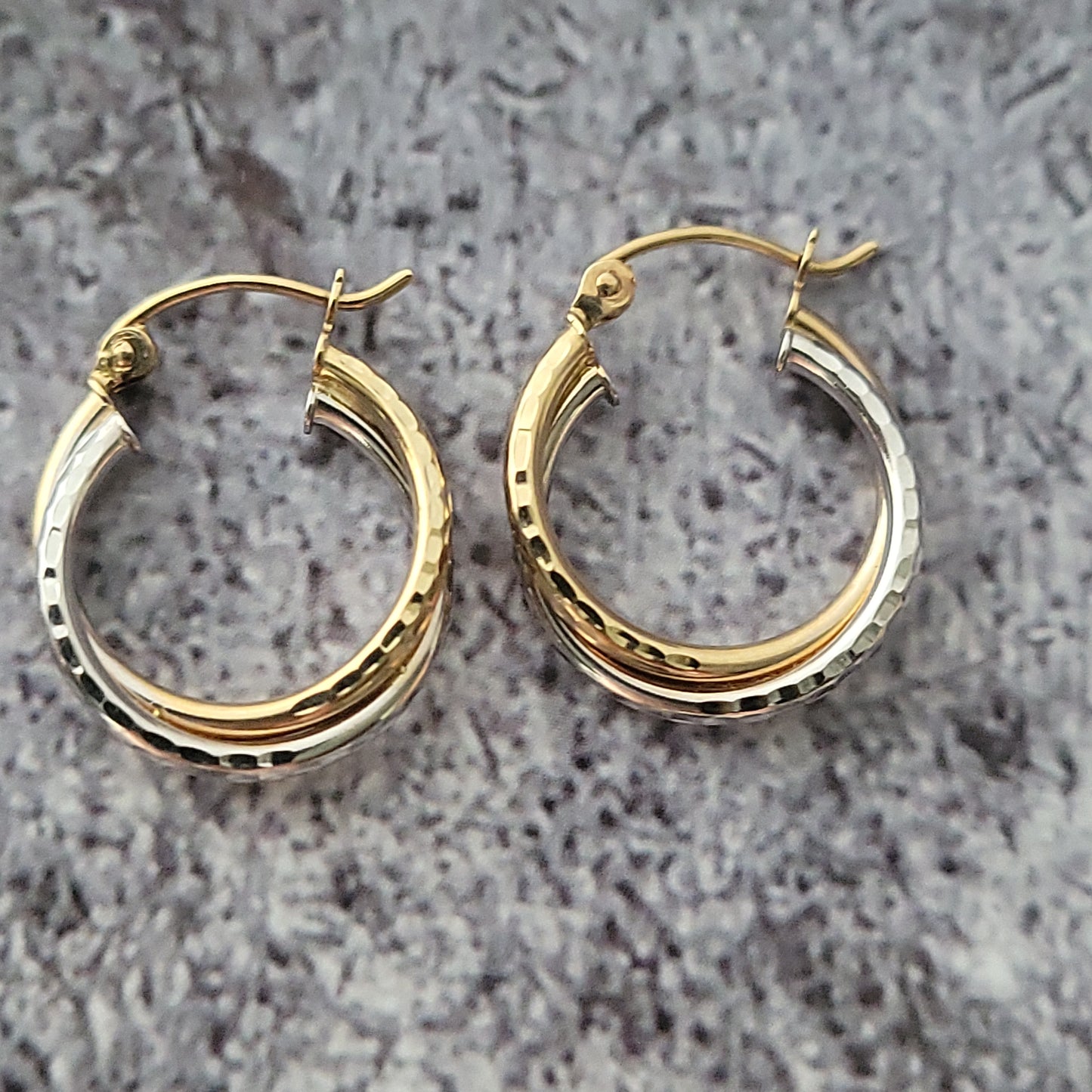 14k Two Tone Hoop Earrings