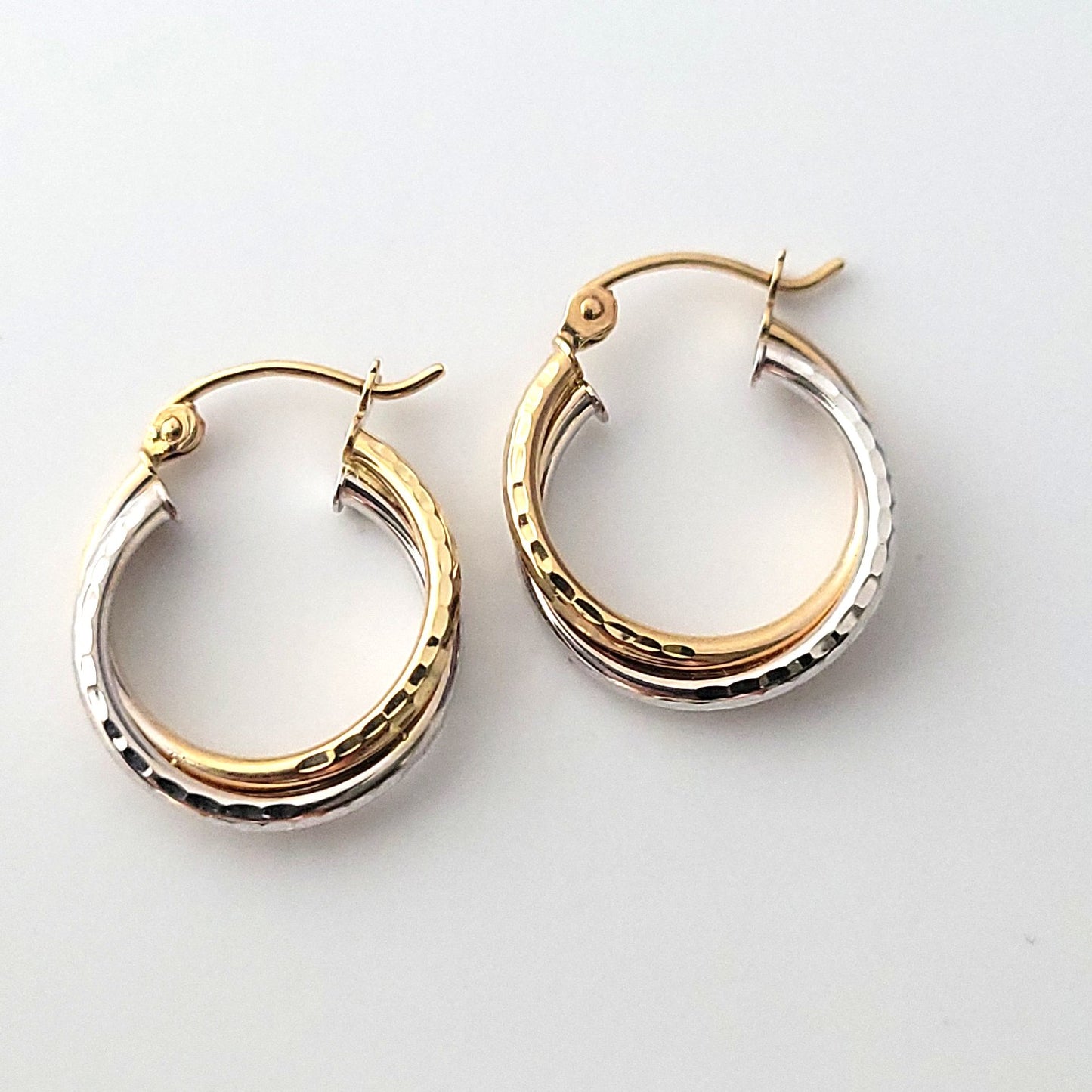 14k Two Tone Hoop Earrings