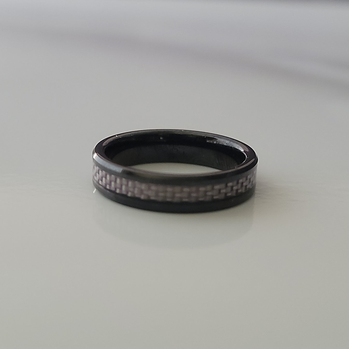 Black Ceramic and Purple Band, Size 3.75
