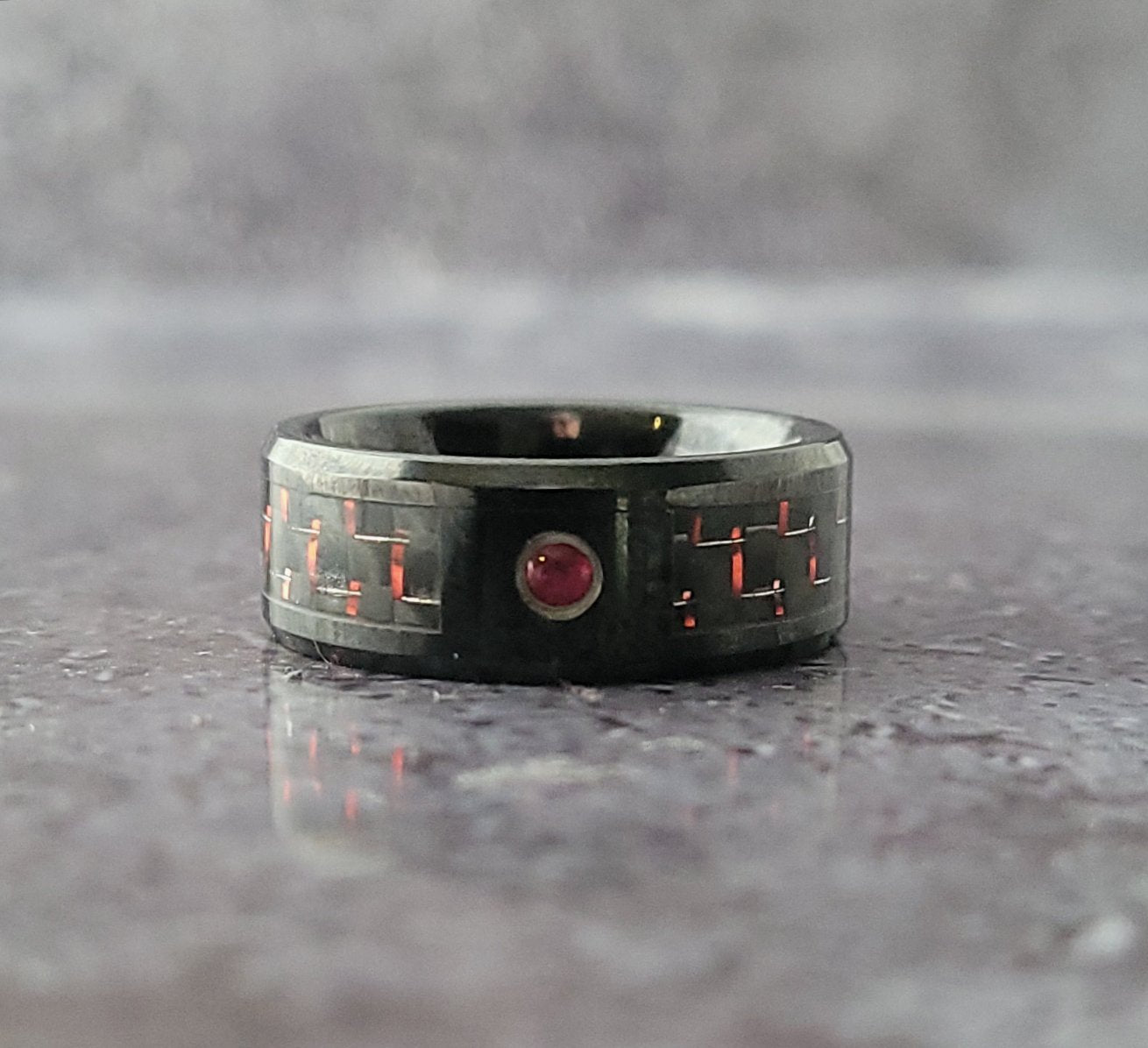 Ceramic, Carbon Fiber, and Ruby Band