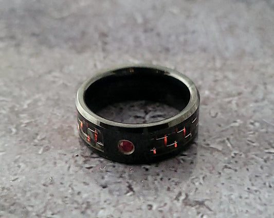 Ceramic, Carbon Fiber, and Ruby Band