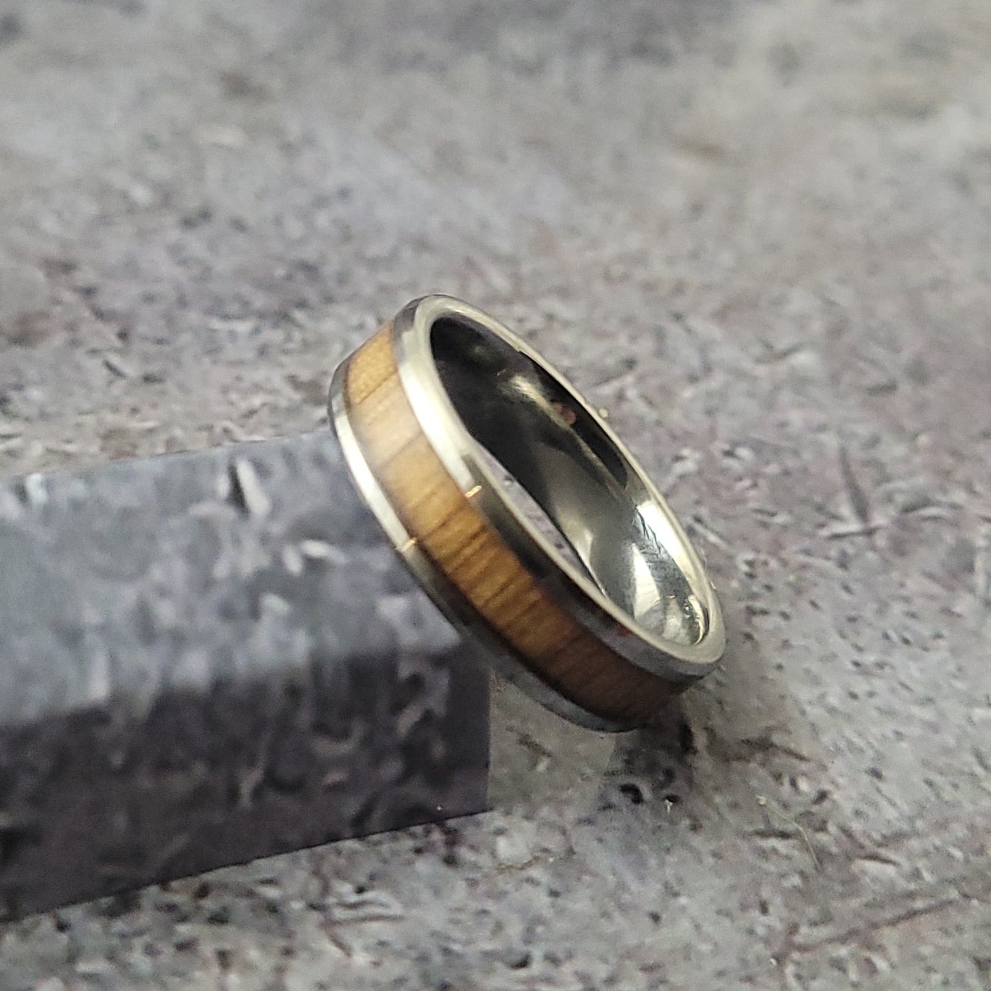 Tungsten with Walnut Wood Inlay
