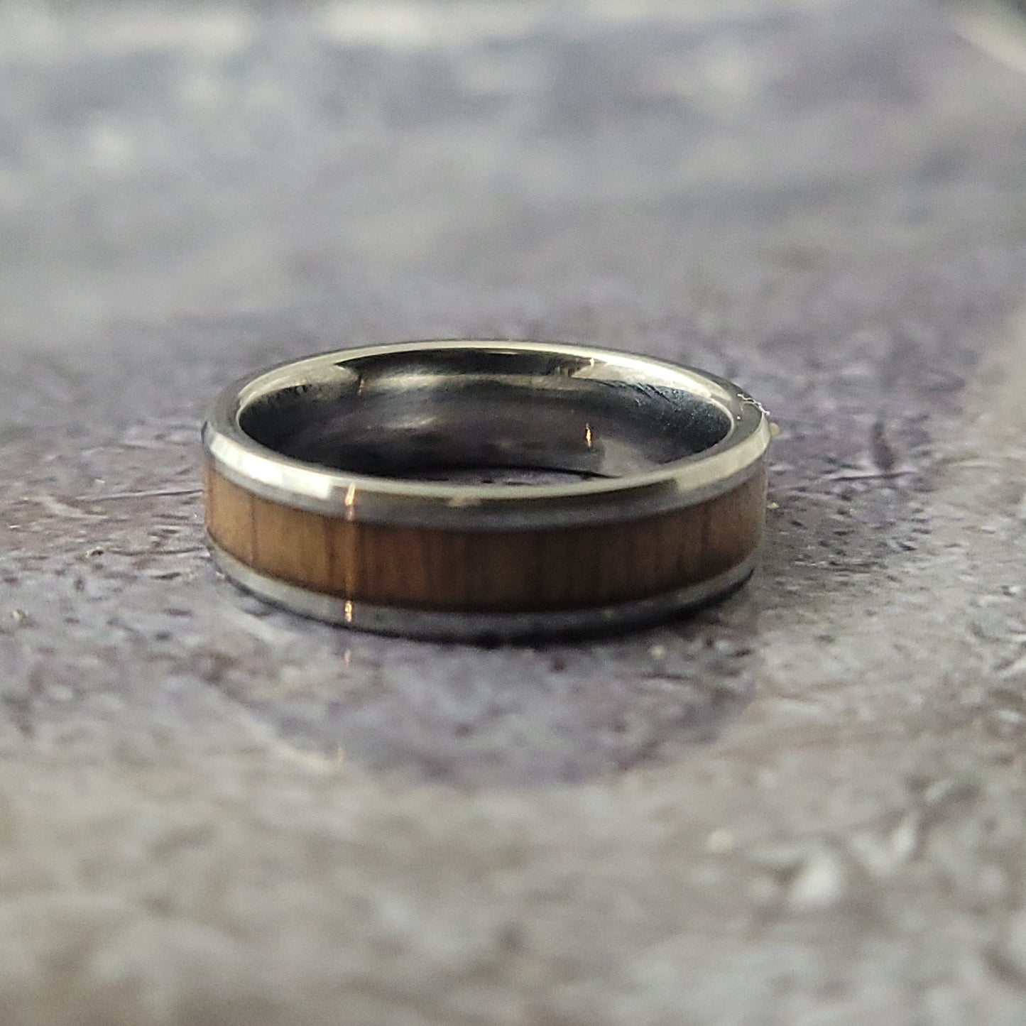 Tungsten with Walnut Wood Inlay