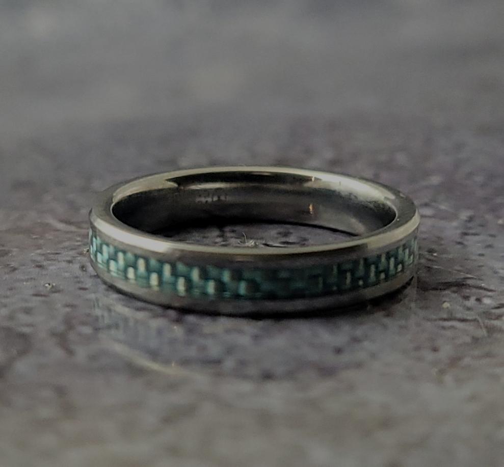 Tungsten with Aqua Fiber Inlay