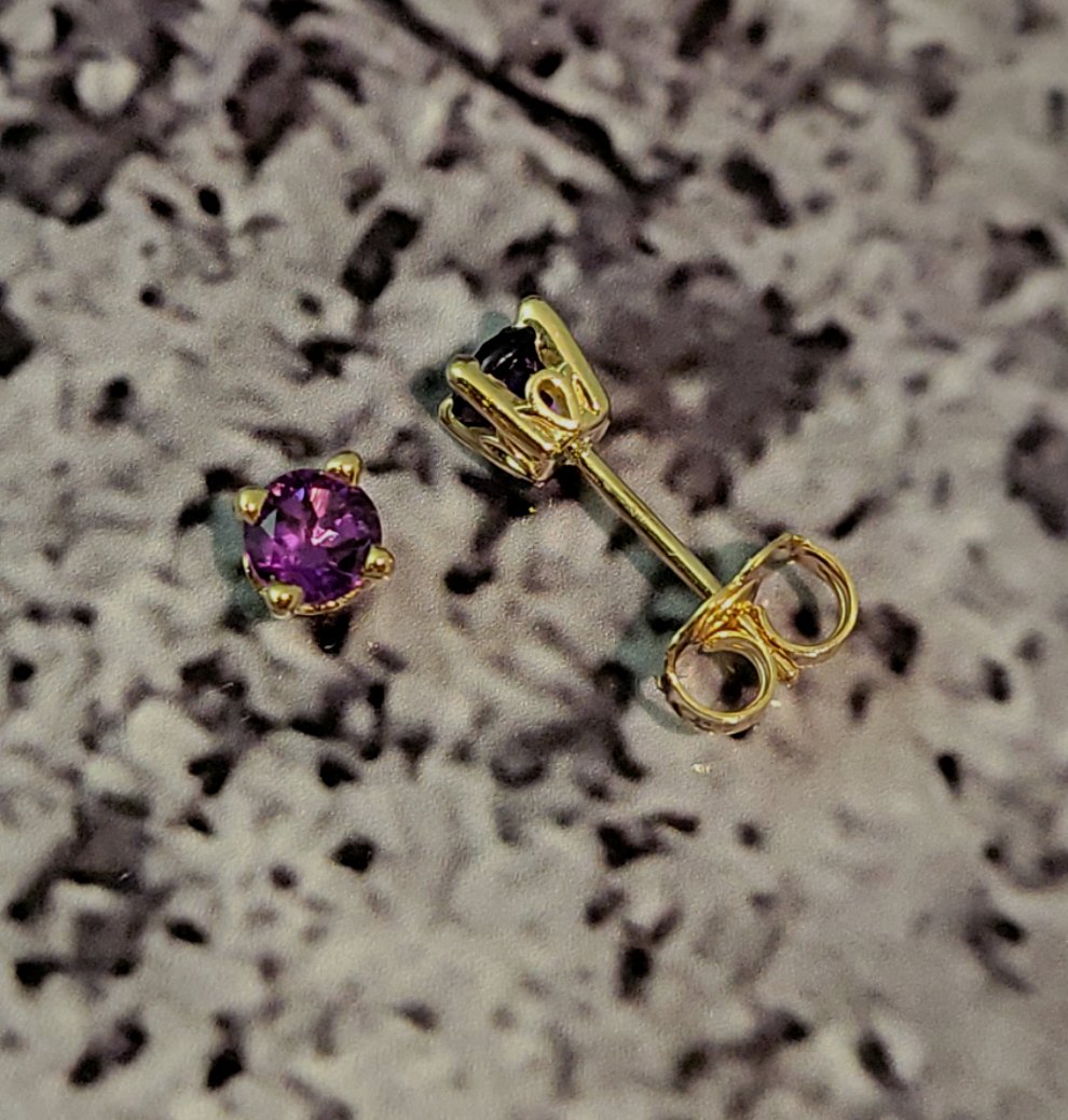 Gold Amethyst Earrings