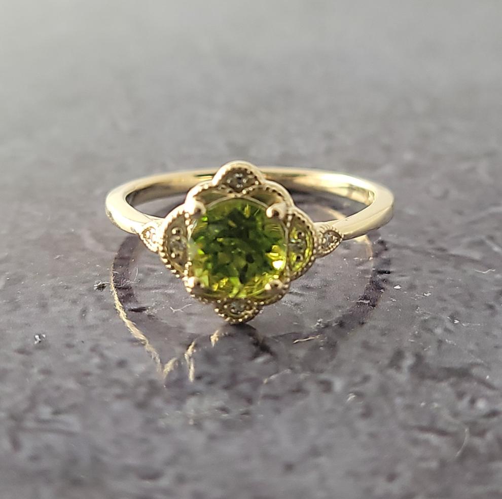Peridot and Diamond Ring