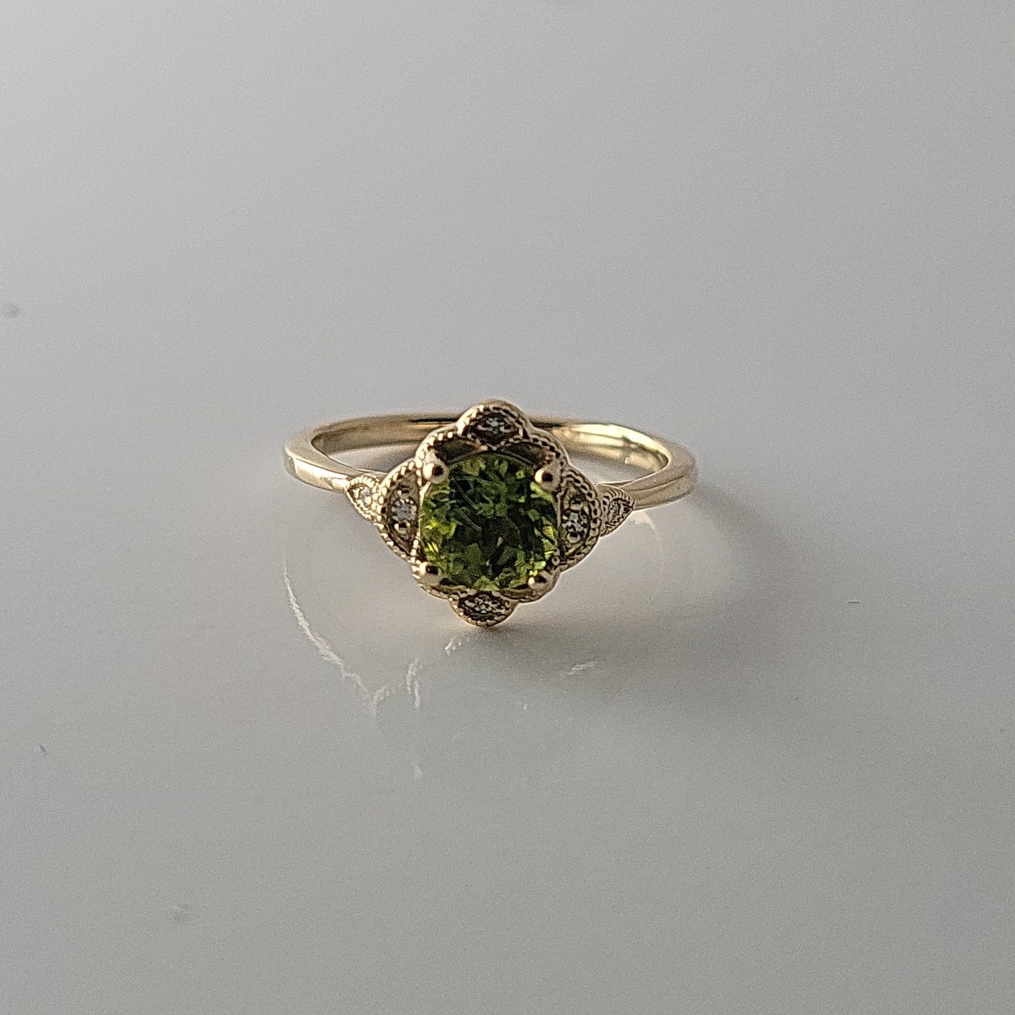 Peridot and Diamond Ring