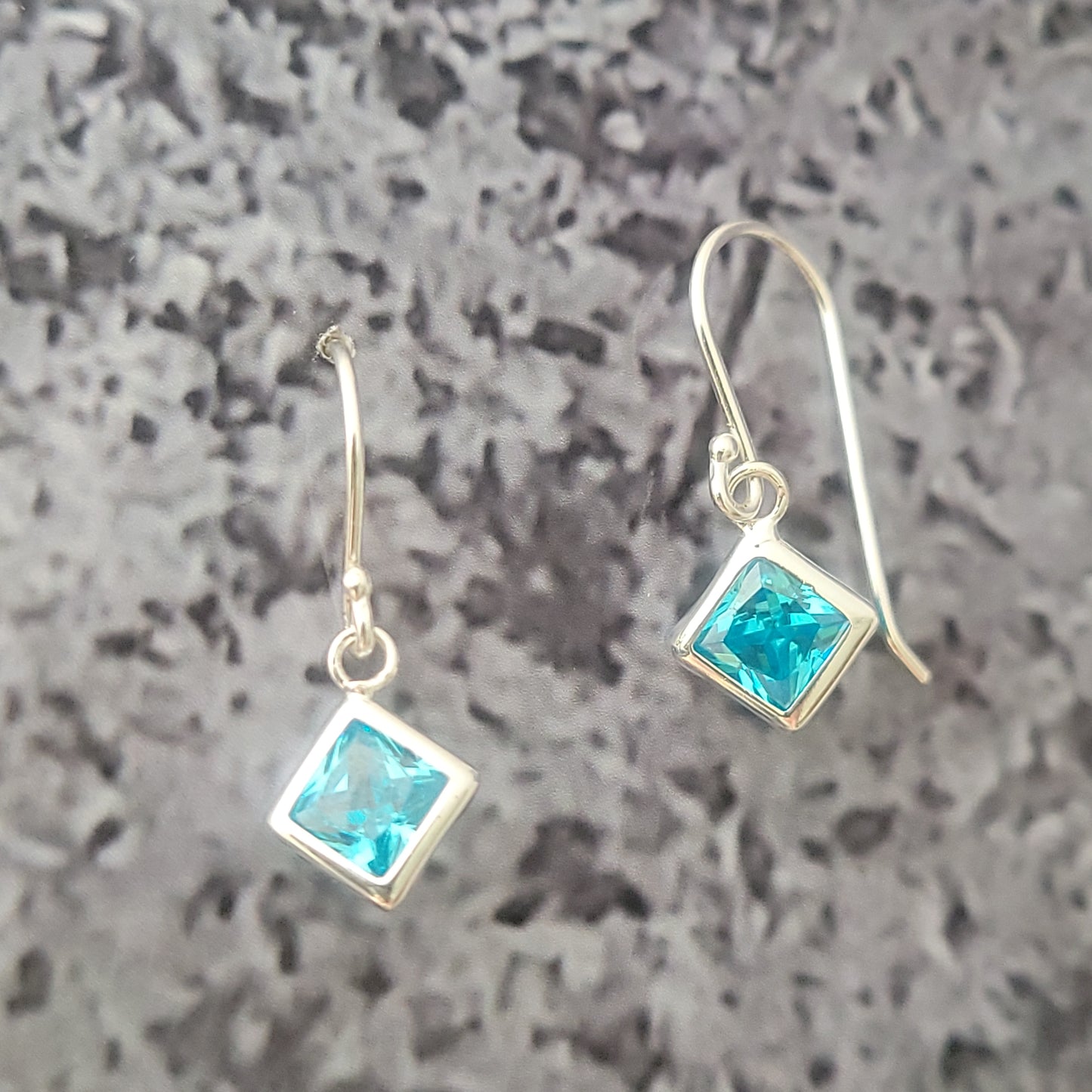 Sterling Blue Cz Earrings