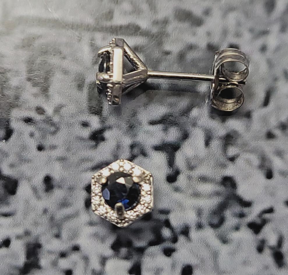 14k Gold Sapphire and Diamond Earrings