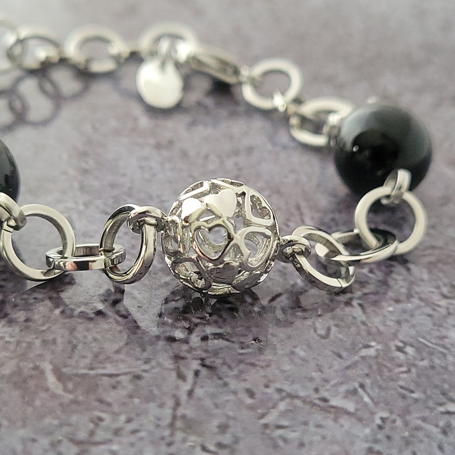 Stainless Steel Black Onyx Bracelet