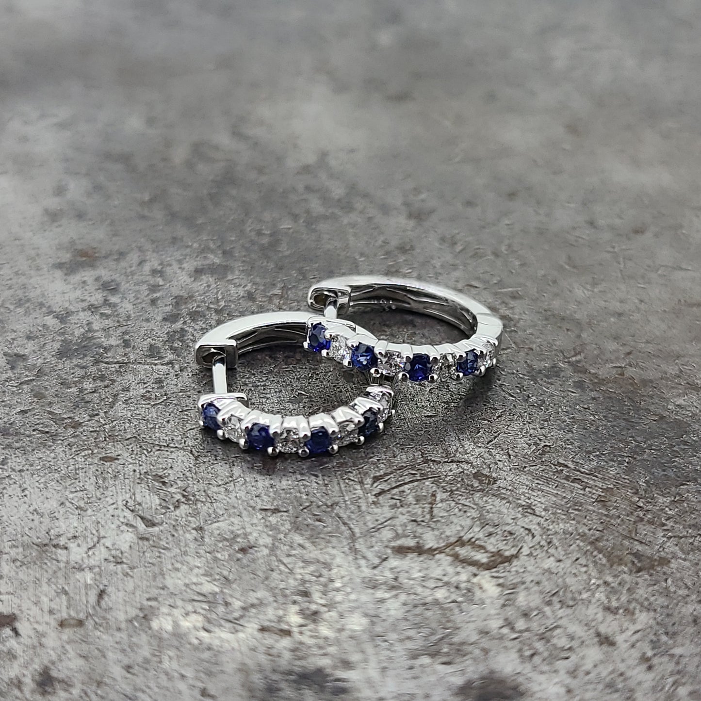 Sapphire and Diamond Hoop Earrings