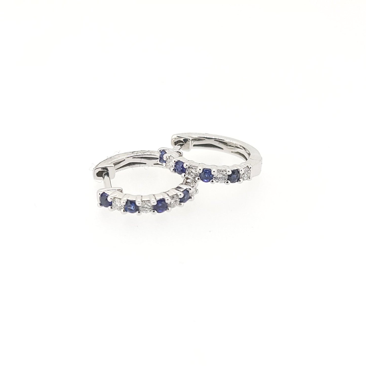 Sapphire and Diamond Hoop Earrings
