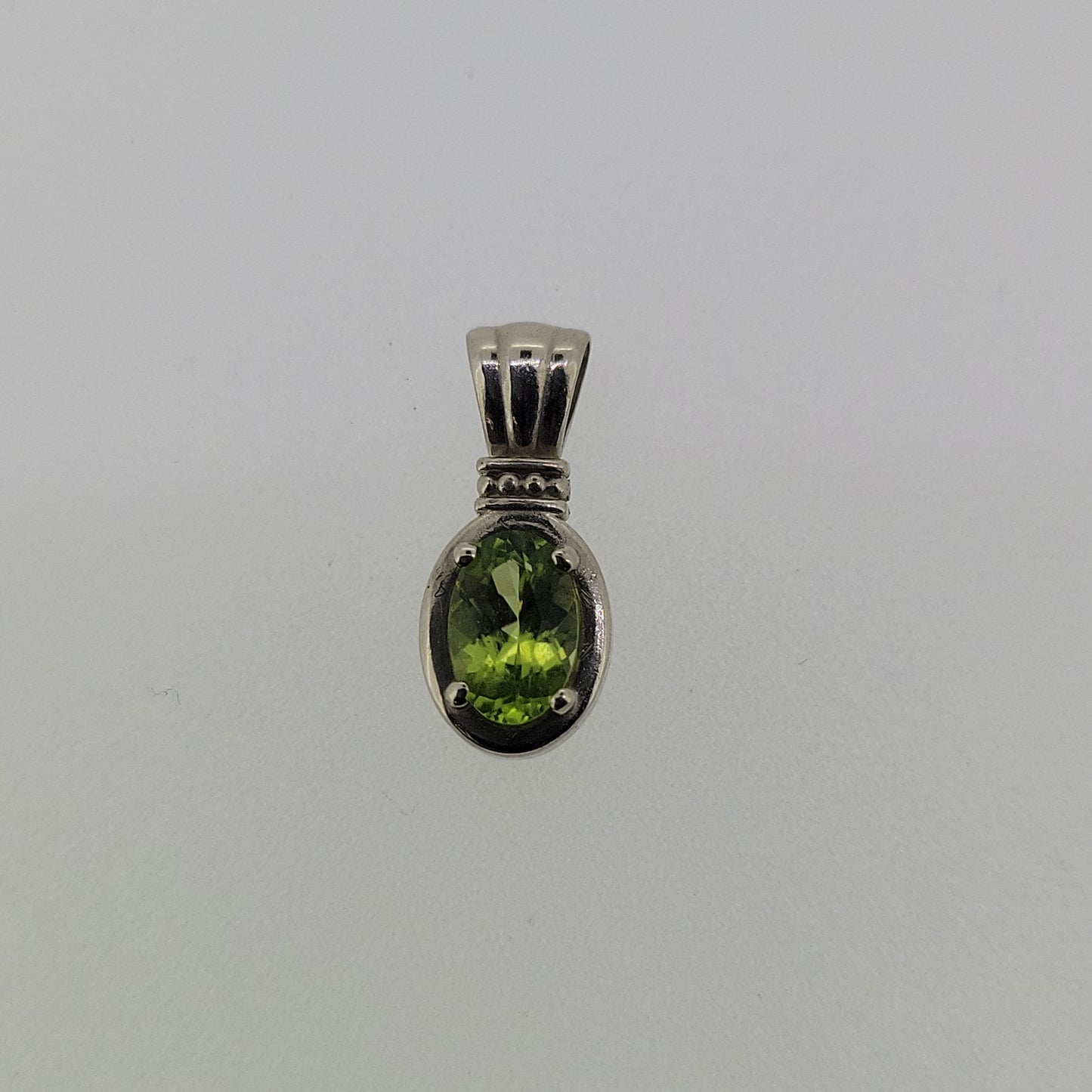 14k White Gold and Peridot Pendant