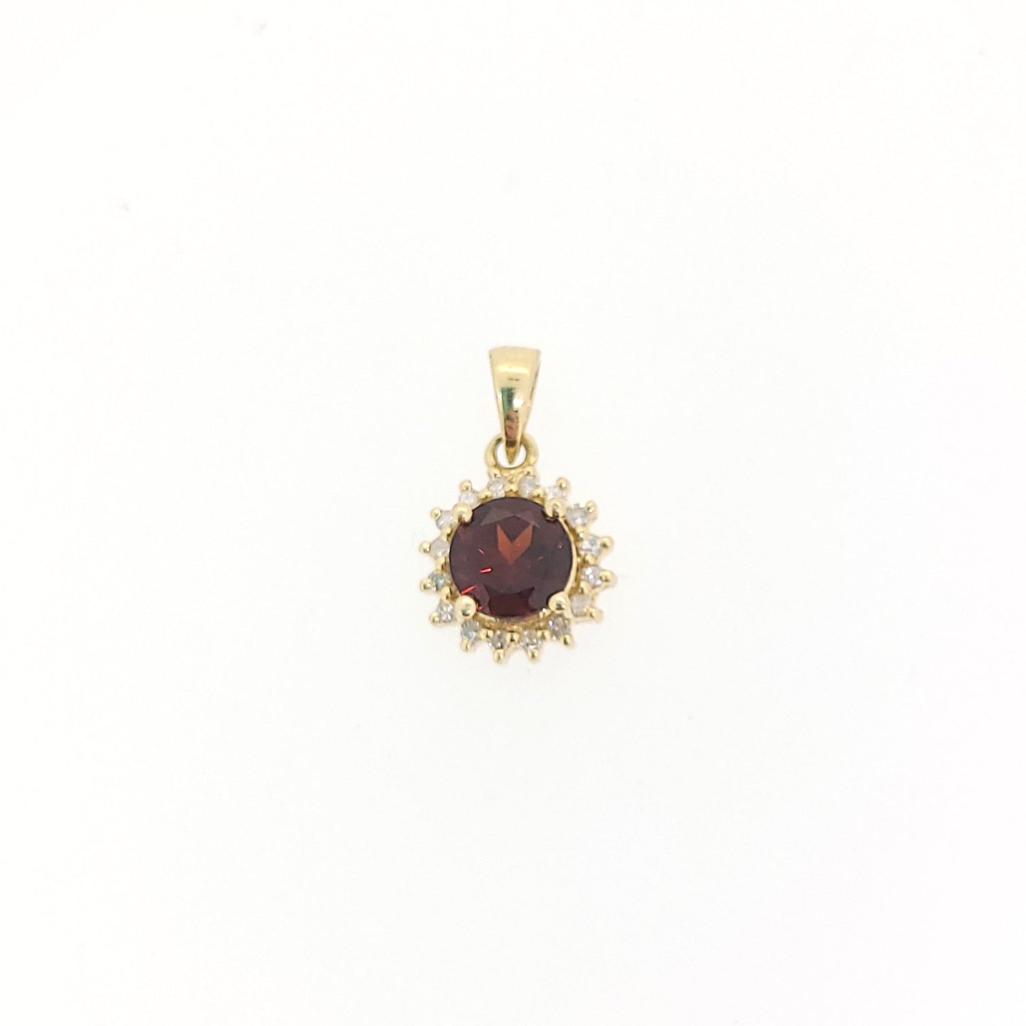 Garnet and Diamond Halo Pendant
