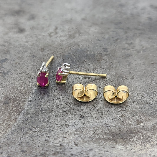 Ruby and Diamond Stud Earrings