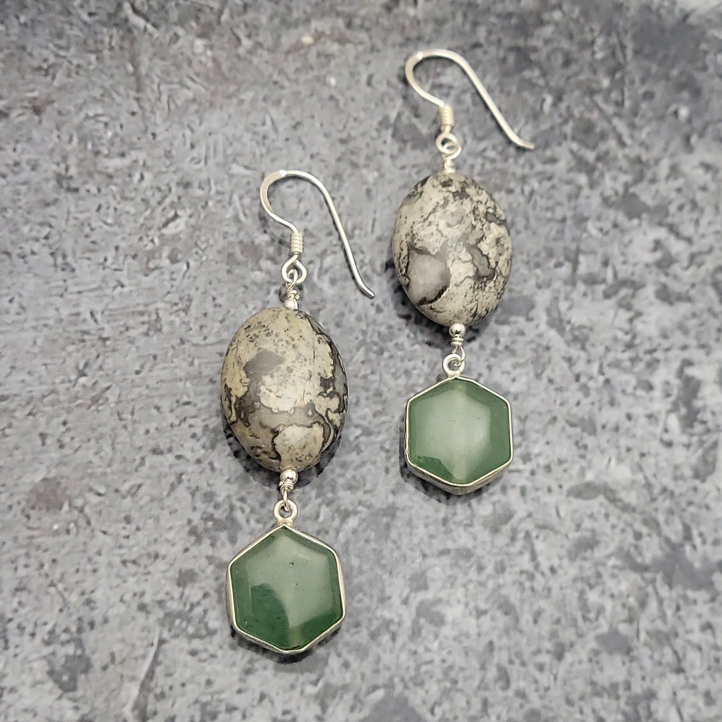 Green Aventurine and Leopard Jasper Earrings