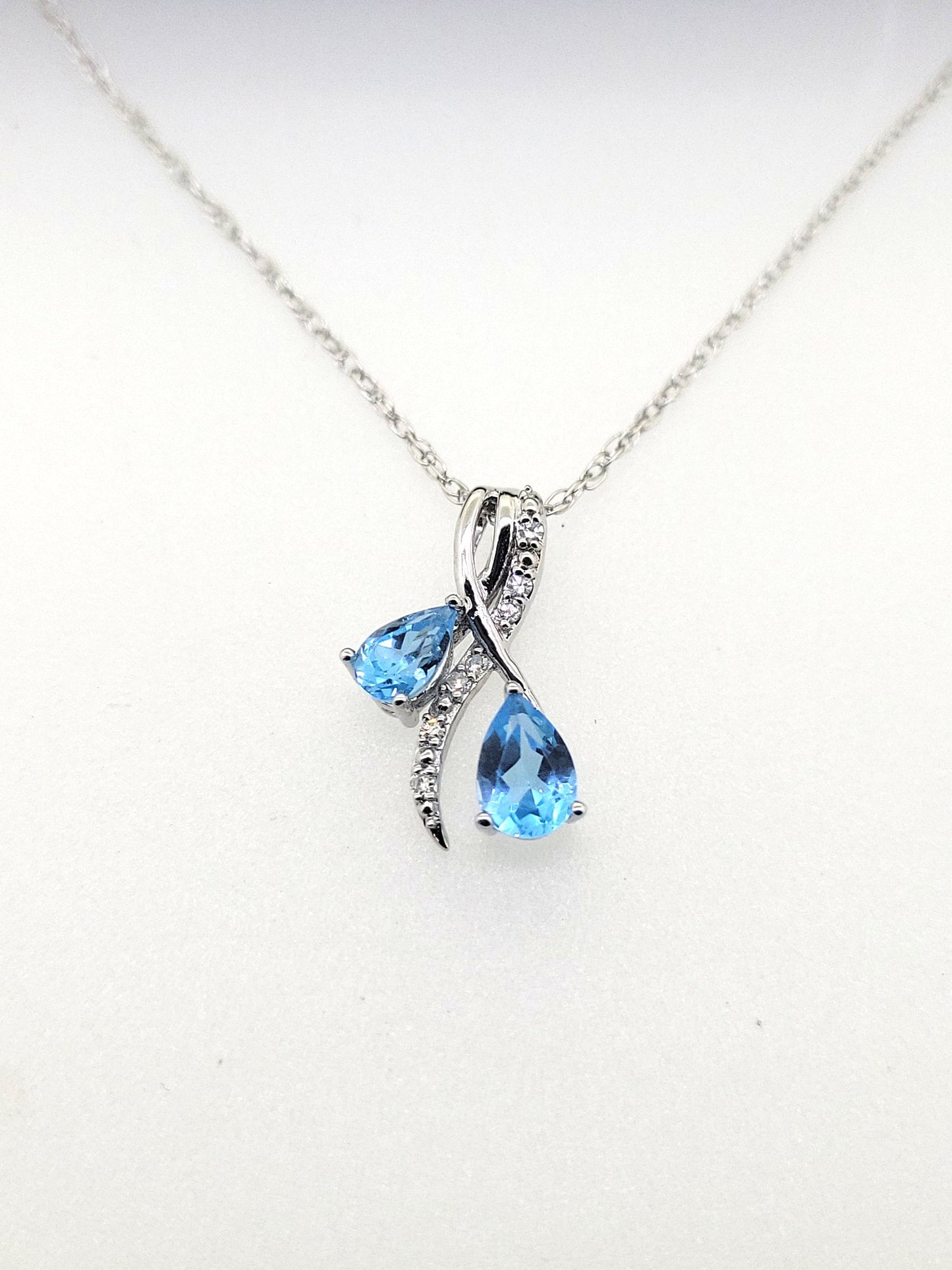 White Gold Blue Topaz Necklace