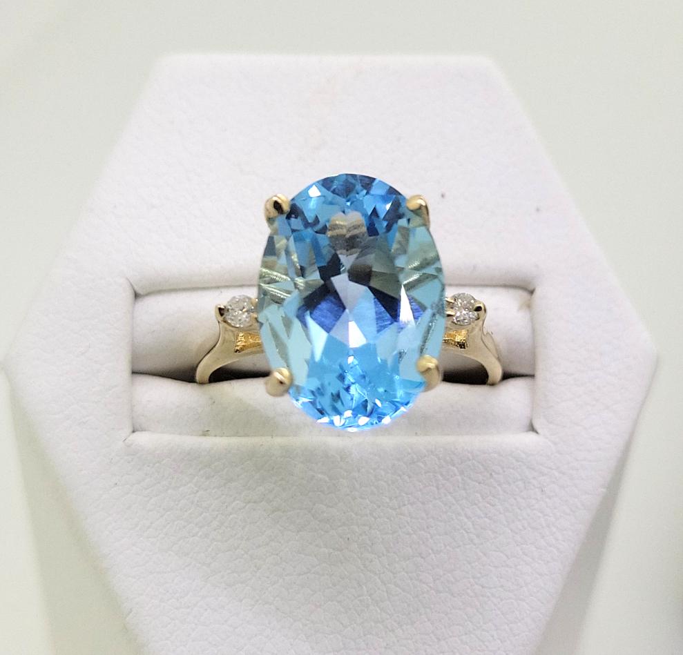 Blue Topaz and Diamond Ring