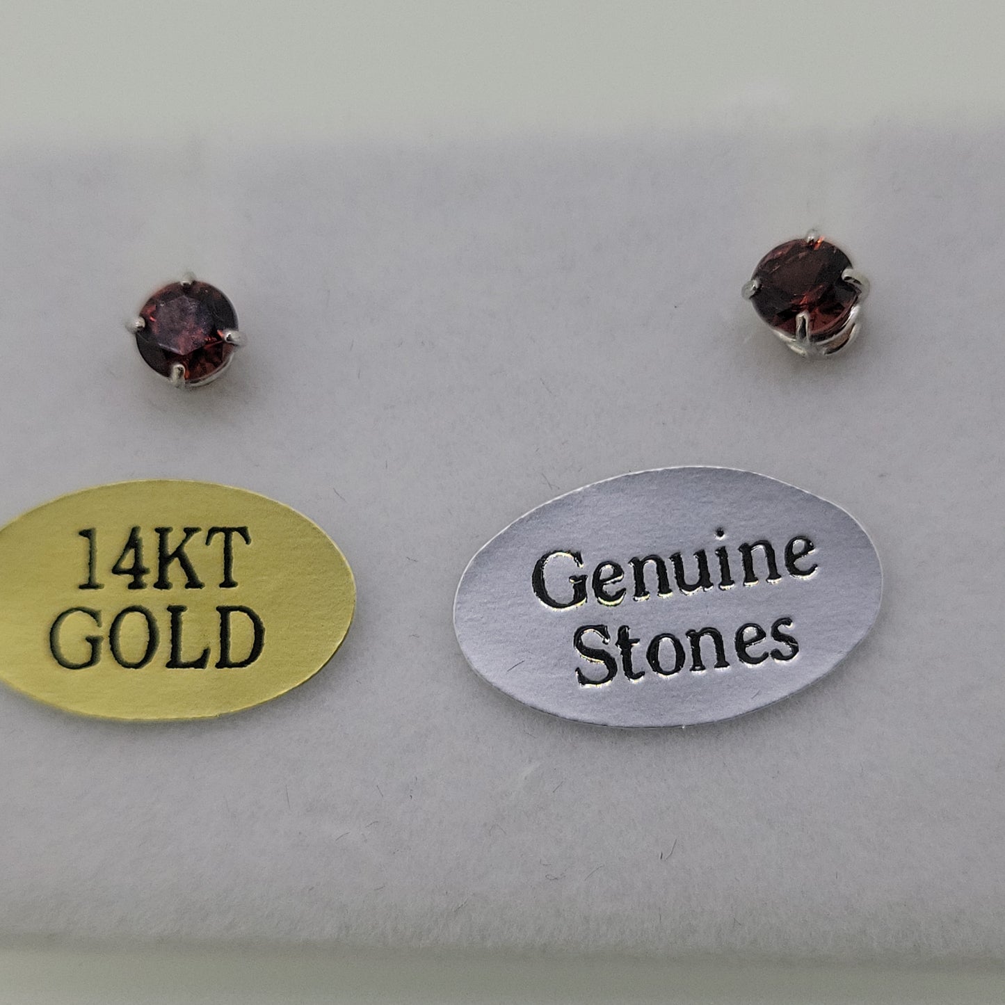 White Gold Garnet Studs