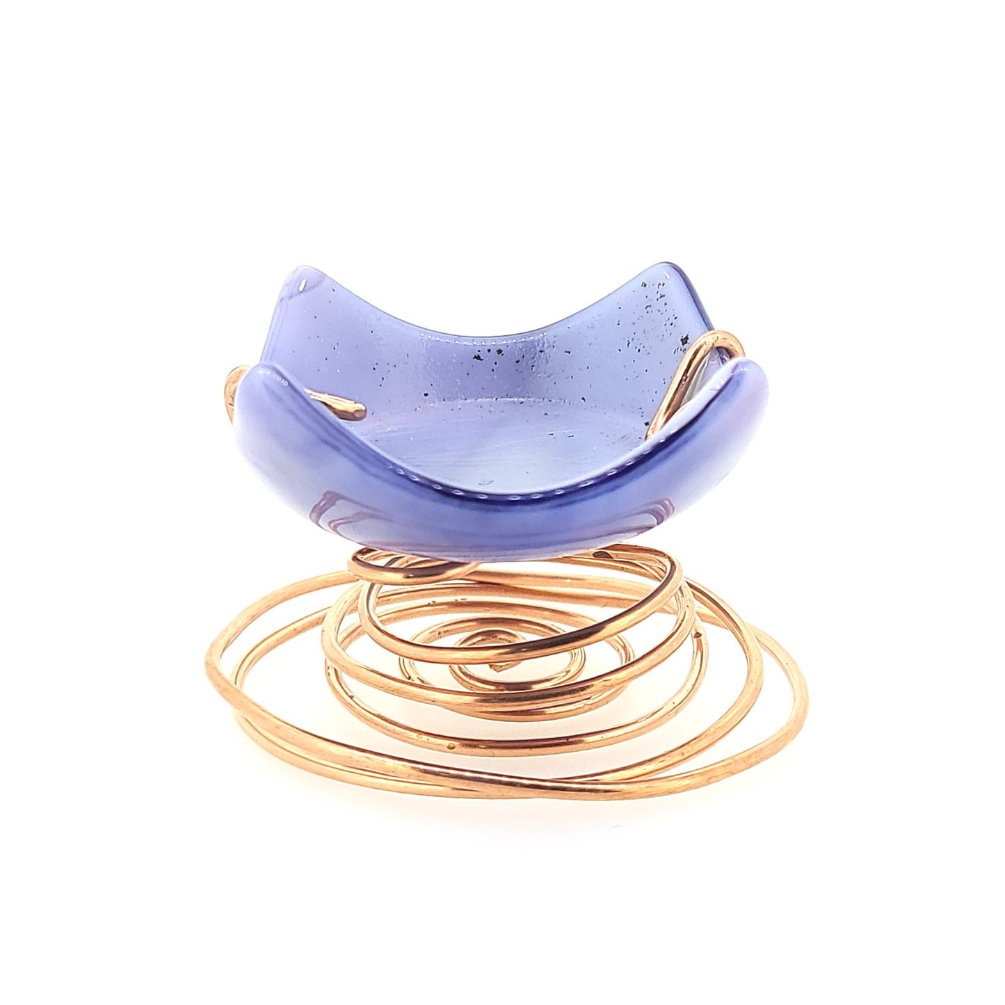 Purple Fused Glass Dish with Copper Wire