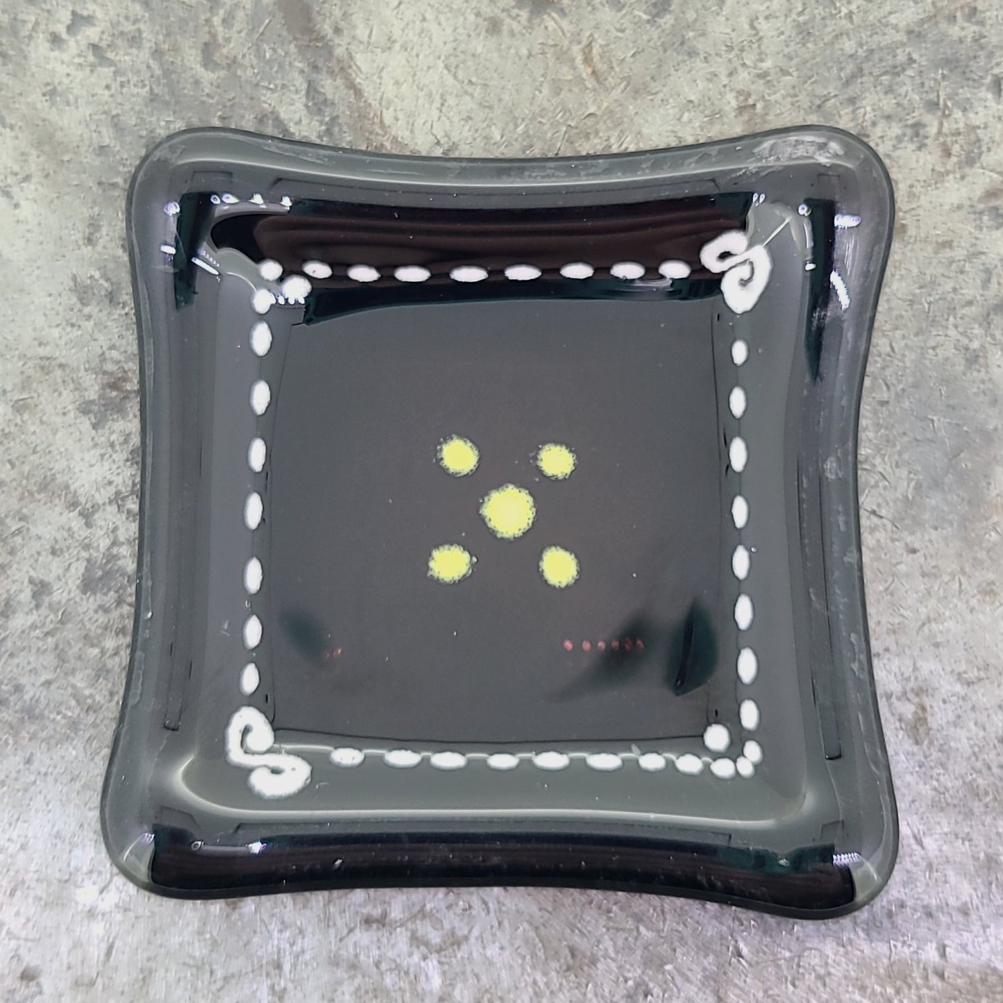 Hand Painted Plum Color Fused Glass Dish