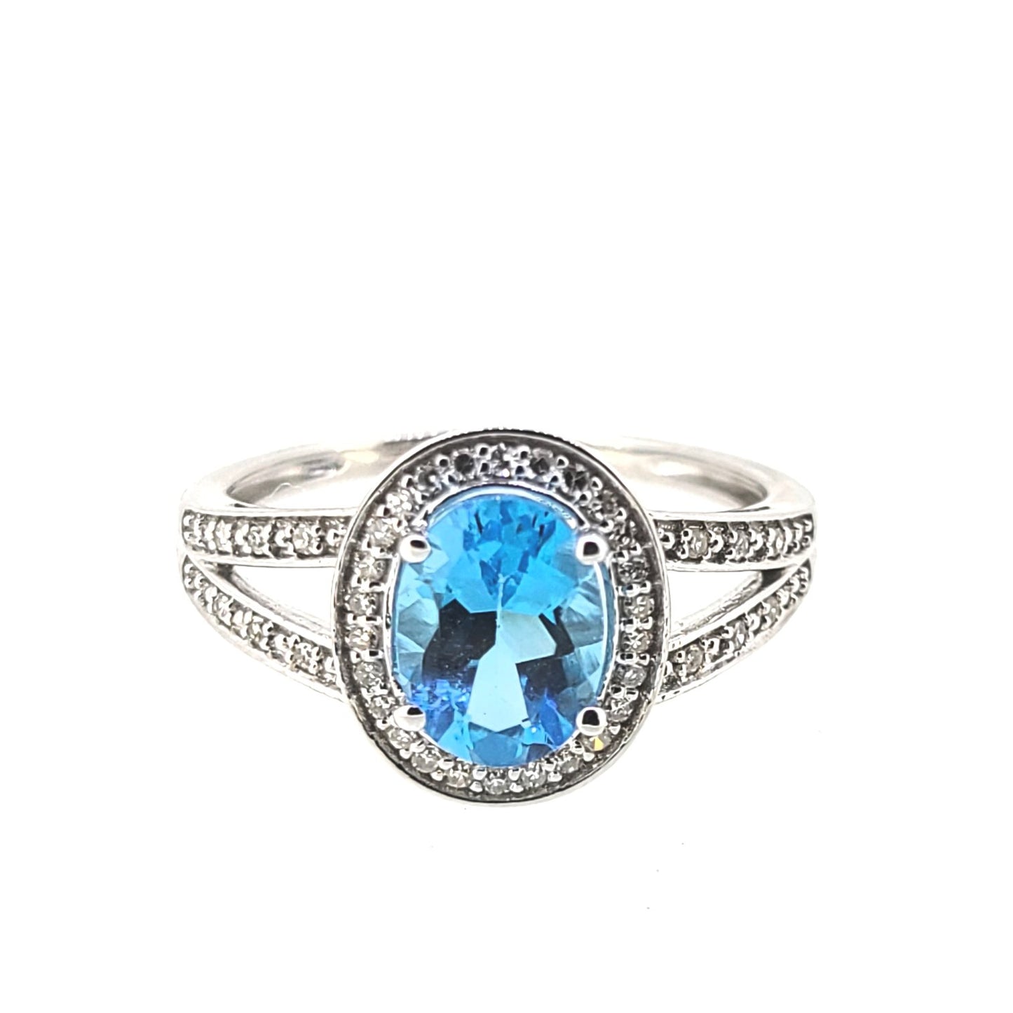 Oval Blue Topaz & Diamond Ring