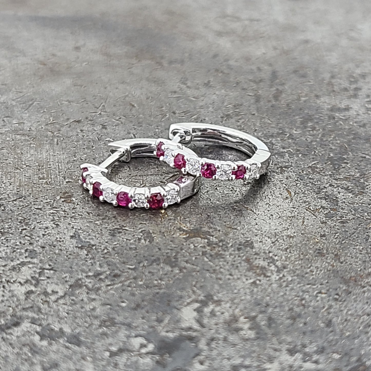Ruby and Diamond Hoops