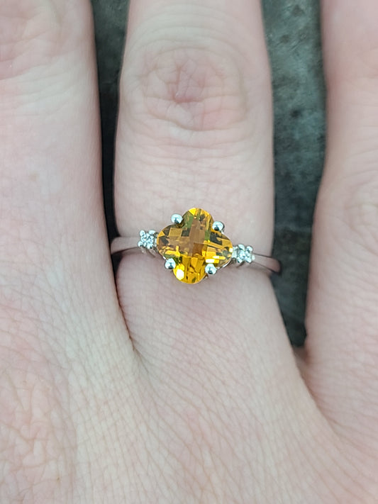 Citrine and Diamond Ring