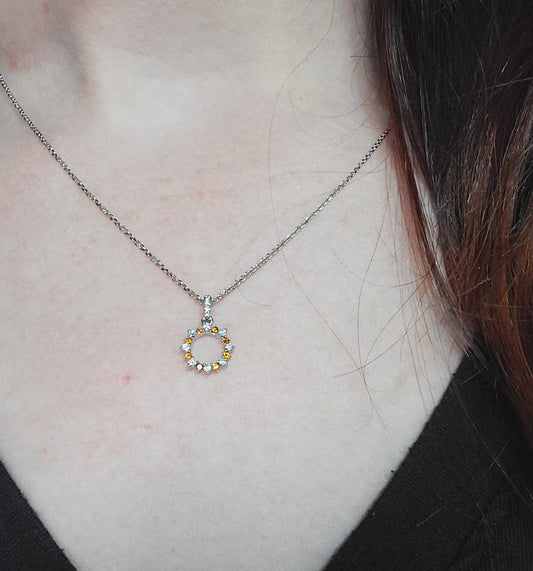 Citrine and Diamond Circle Pendant Only