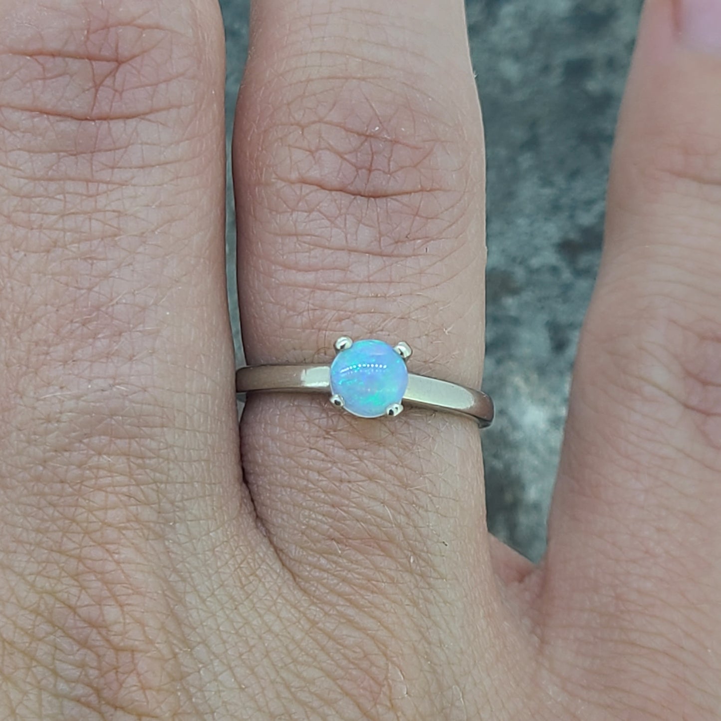 Solitaire Opal Ring