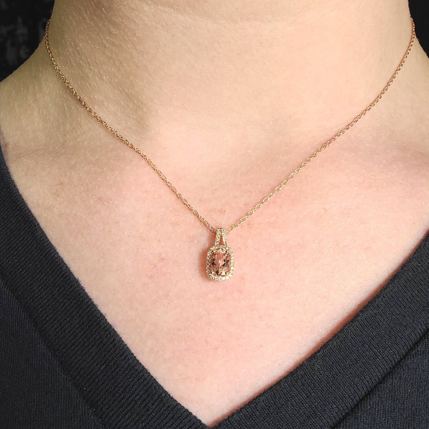 Morganite and Diamond Necklace