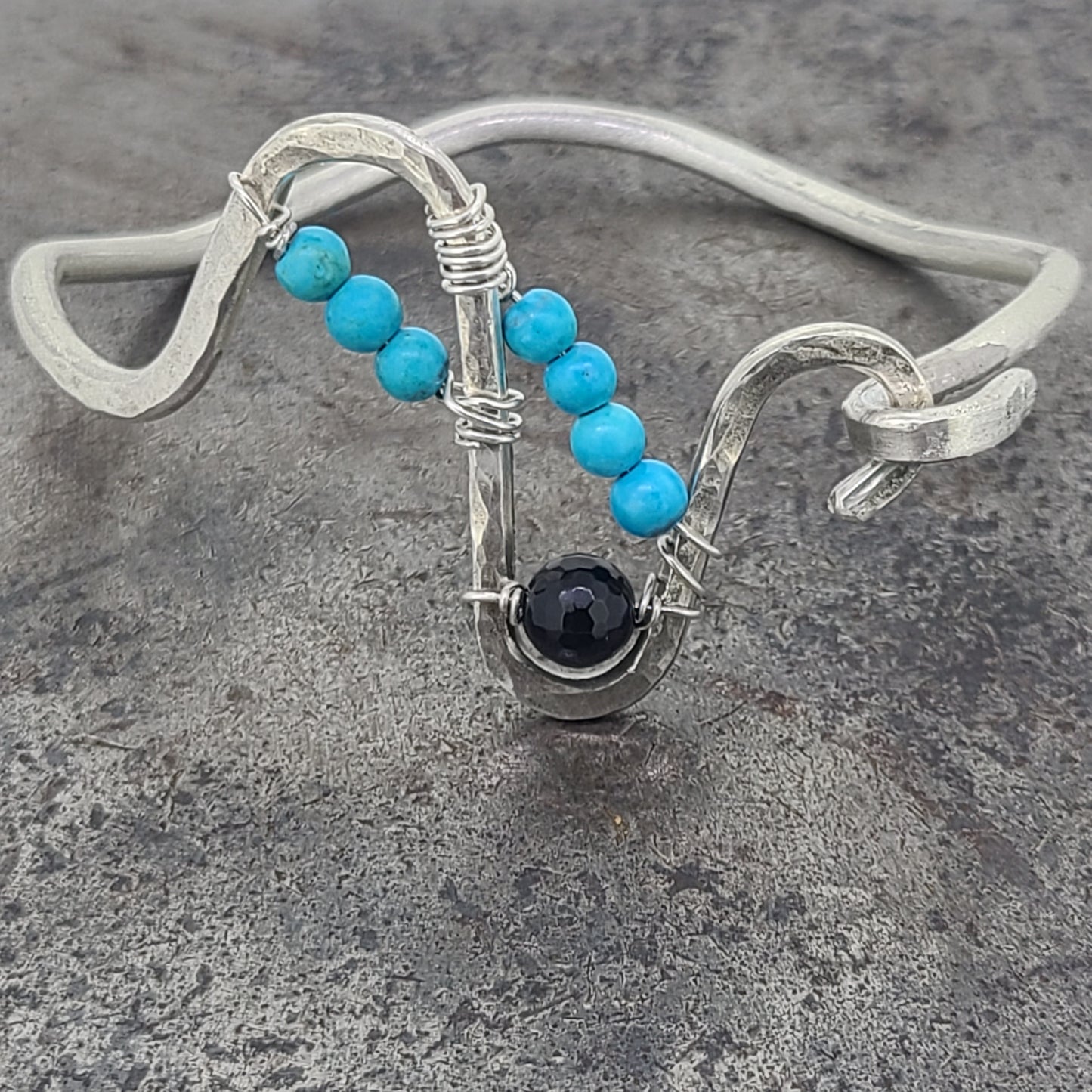 Handmade Turquoise and Black Onyx Bracelet