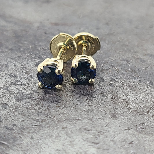 5mm Yellow Gold Ceylon Sapphire Stud Earrings