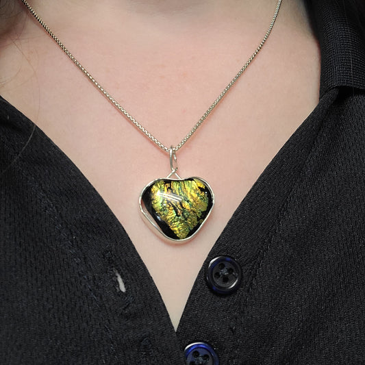 Small Yellow/Green Fused Glass Necklace