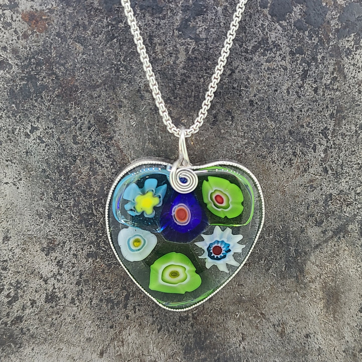 Beaded Edge Fused Glass Necklace