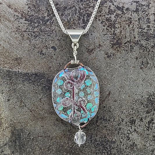 Fused Glass with Swarovski Crystal Necklace