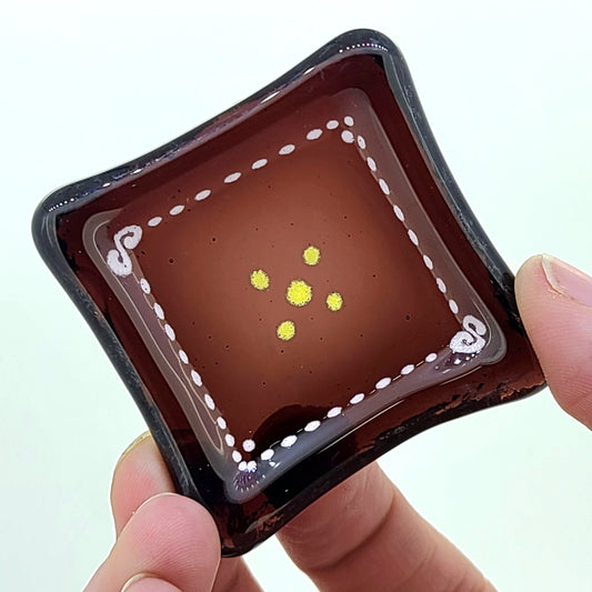 Hand Painted Plum Color Fused Glass Dish