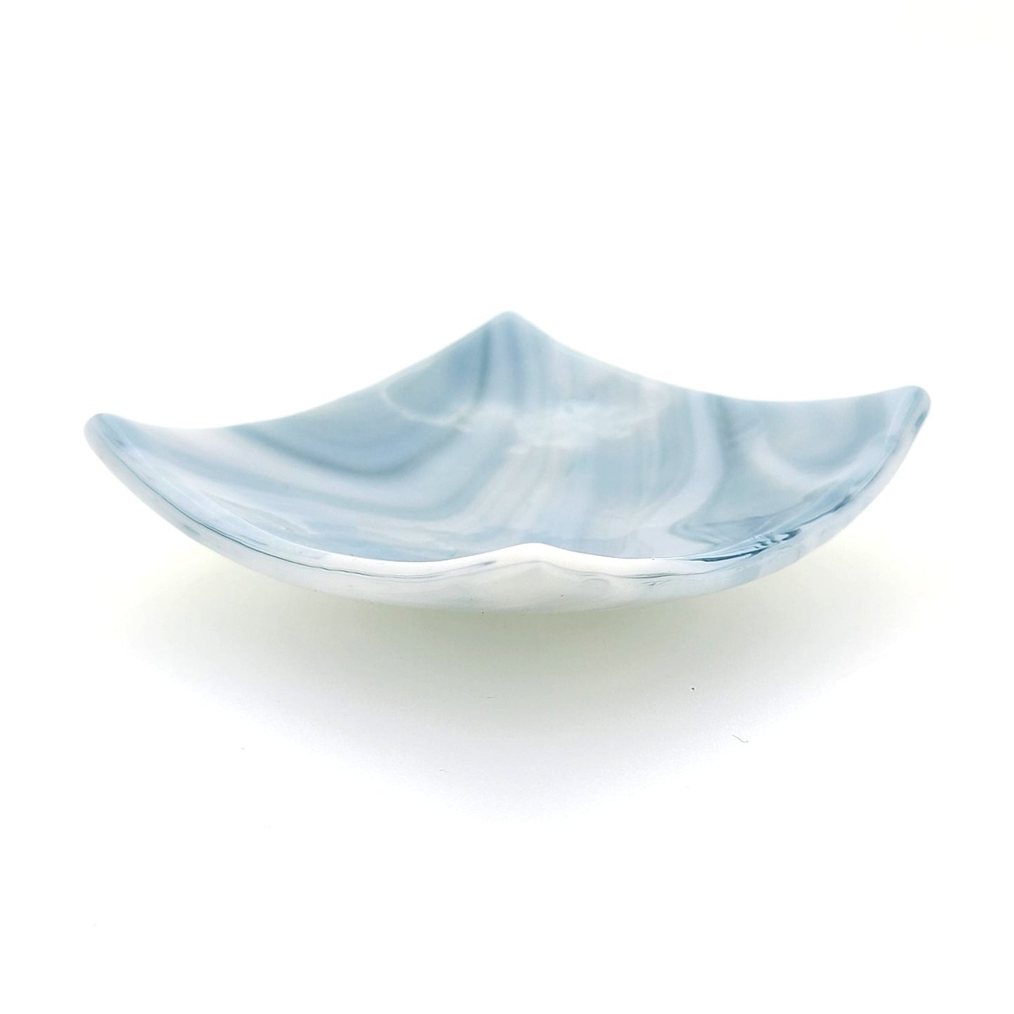 Fused Glass Blue Swirl Dish