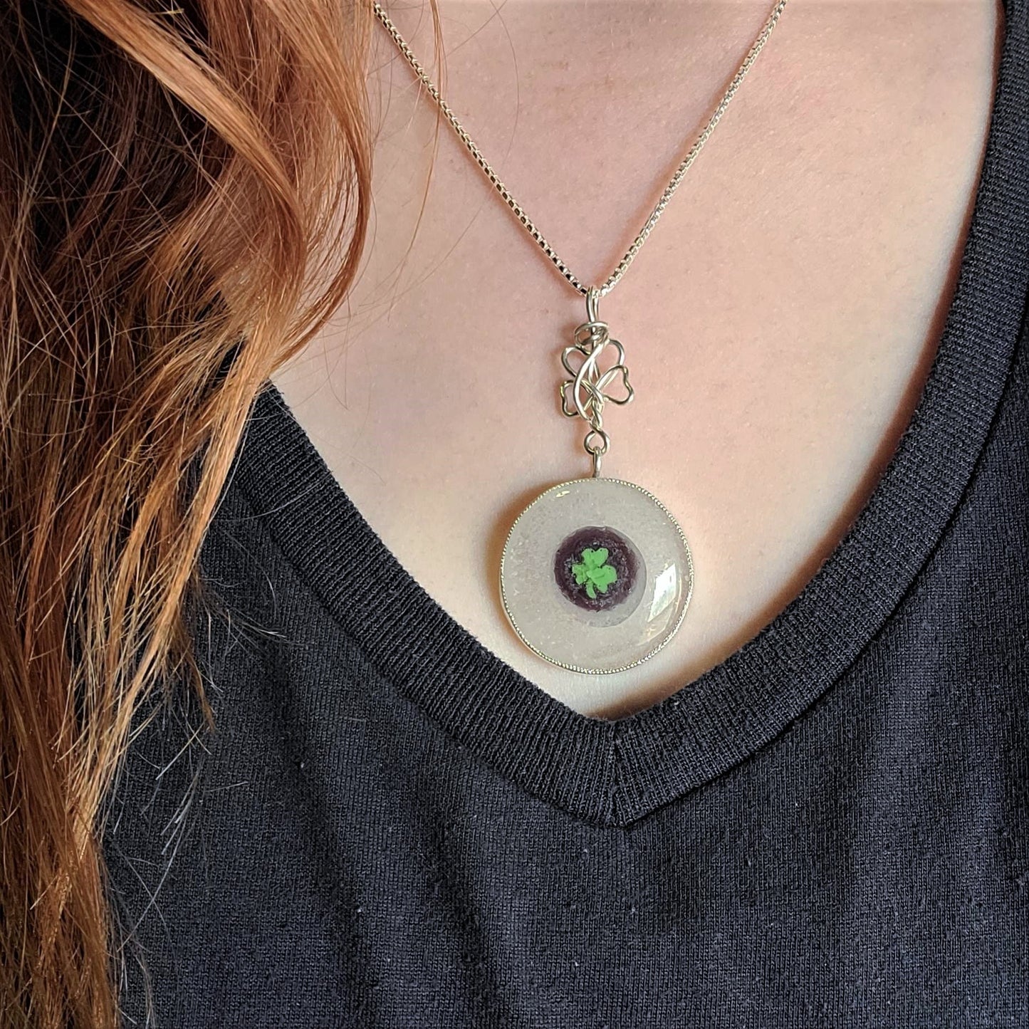 Fused Glass Clover Necklace