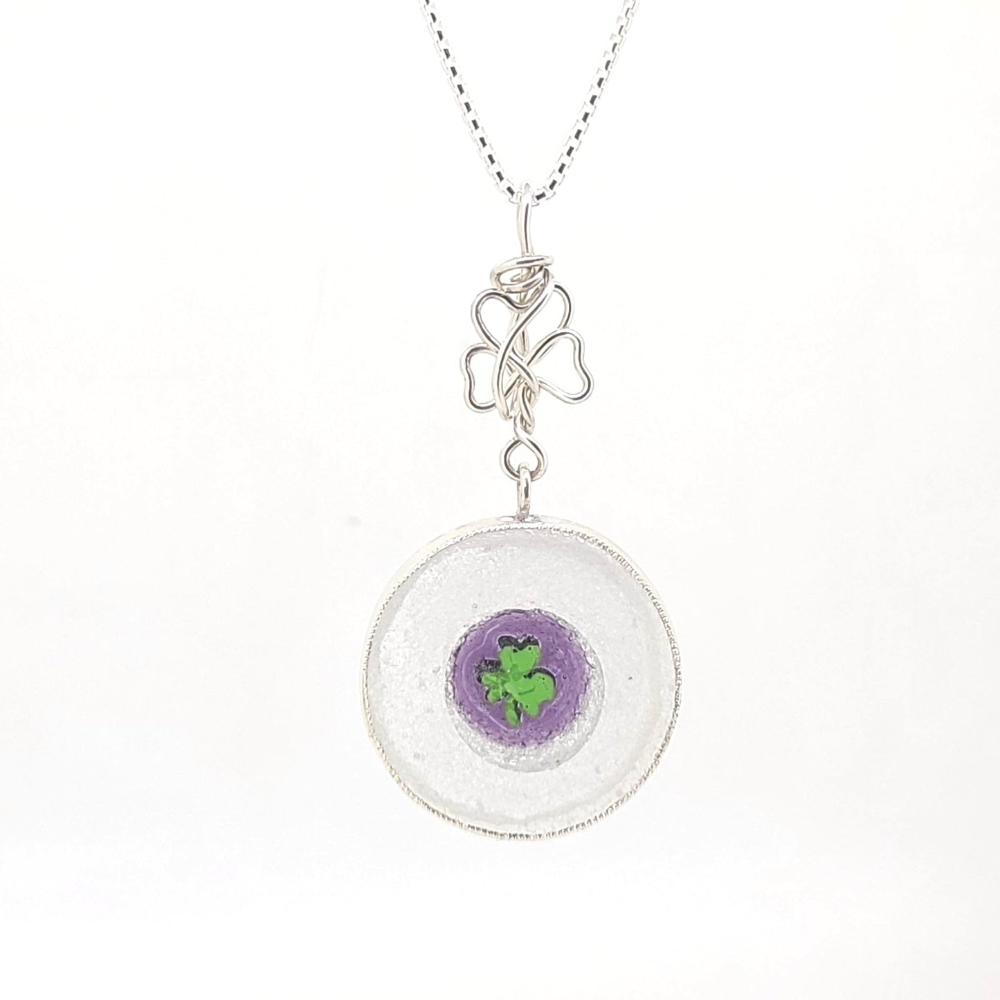 Fused Glass Clover Necklace