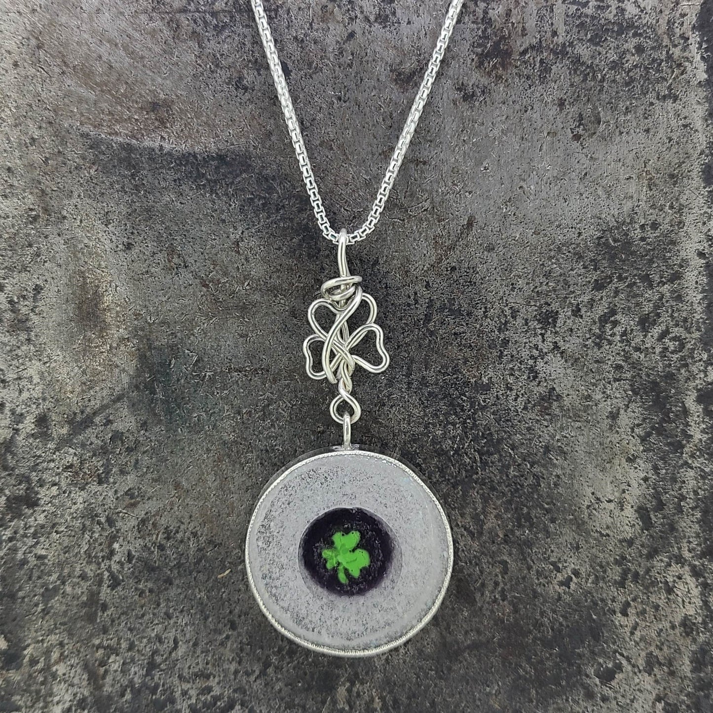 Fused Glass Clover Necklace