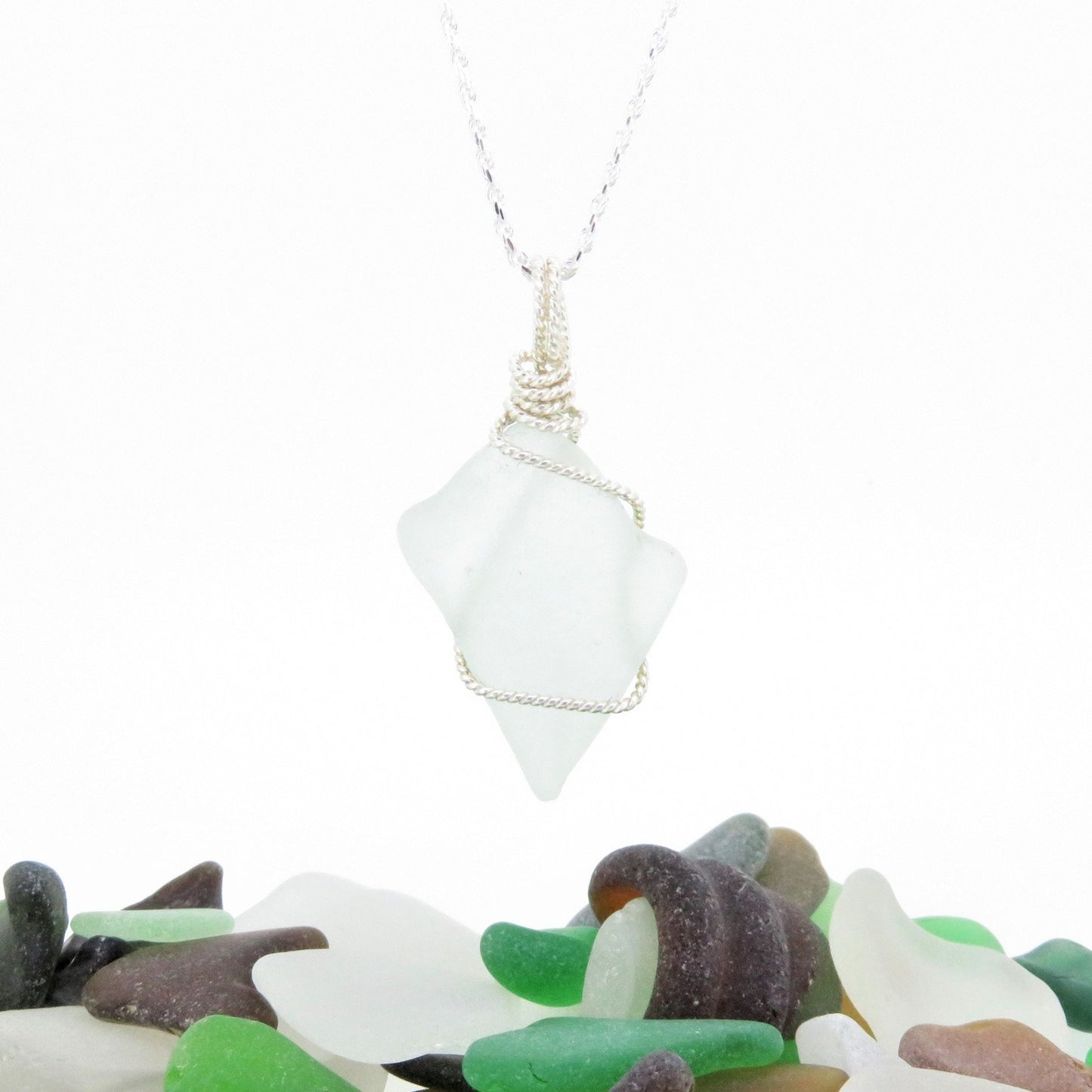 Reversable White Seaglass Necklace