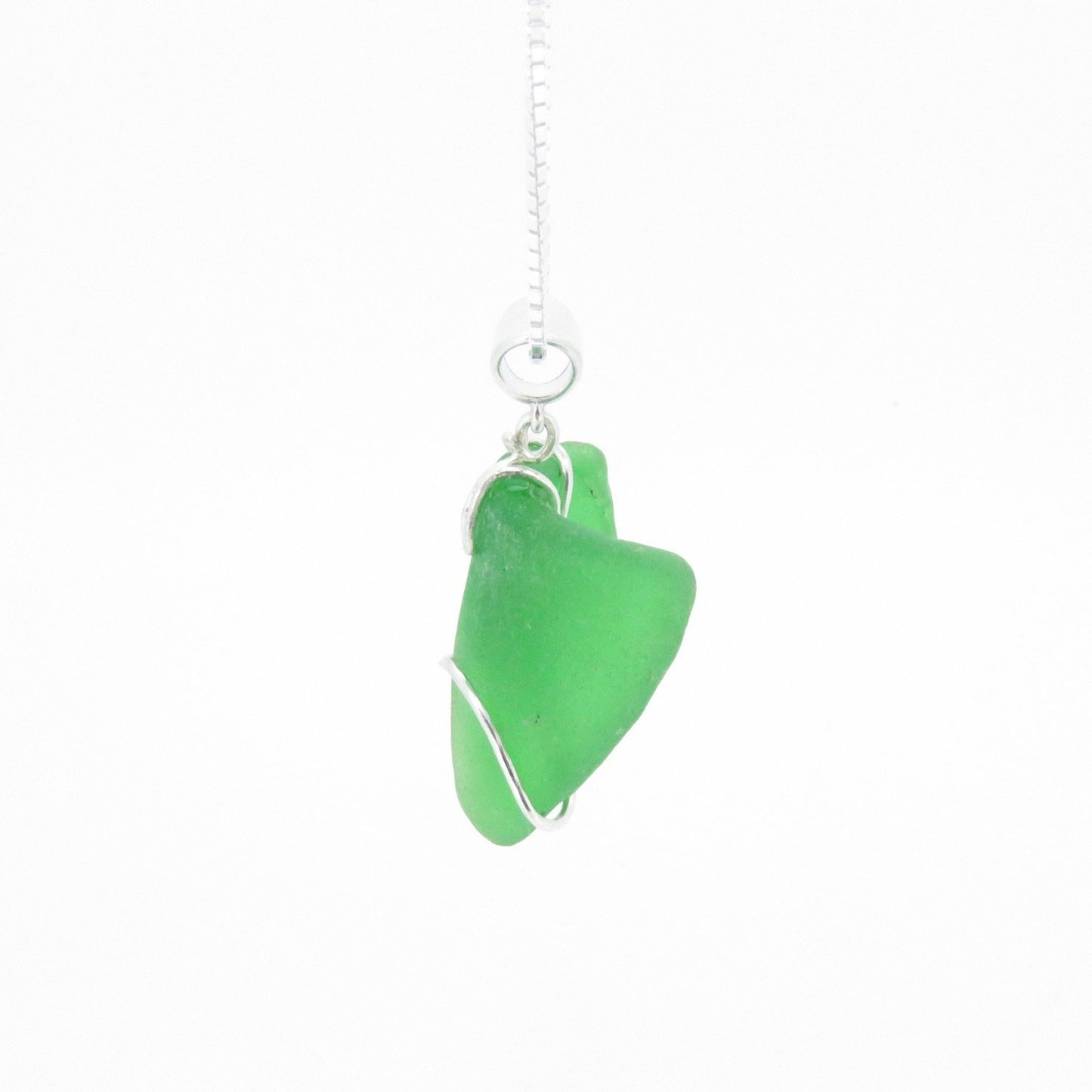 Green Seaglass Necklace with Pearl