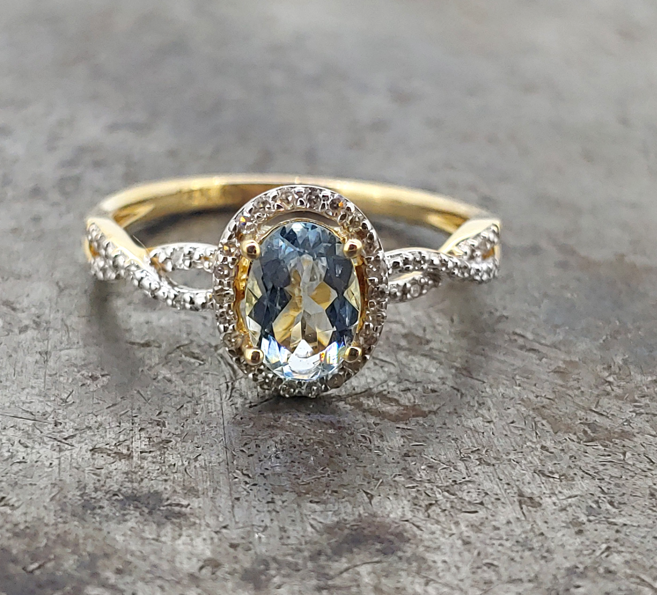 Aquamarine and Diamond Ring