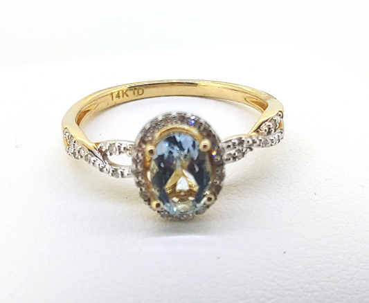 Aquamarine and Diamond Ring