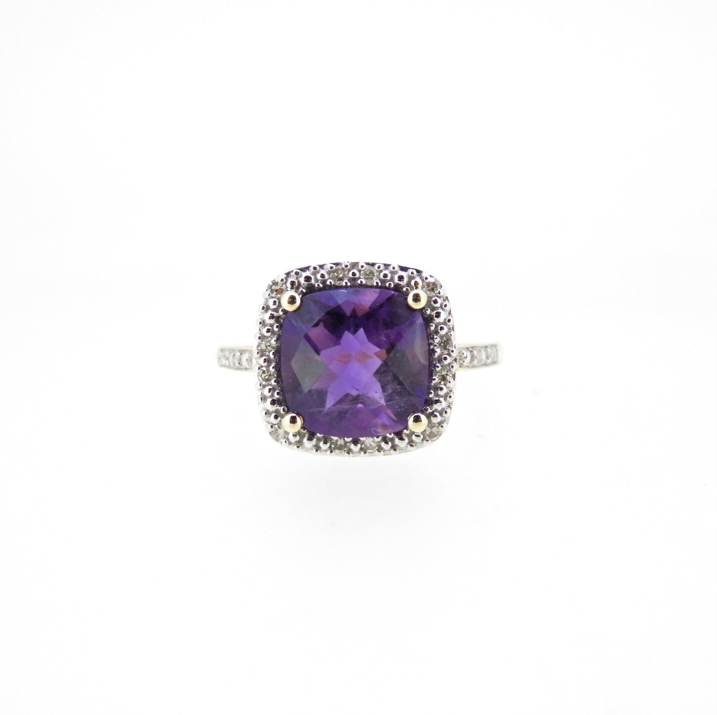 Cushion Cut Amethyst Halo Ring