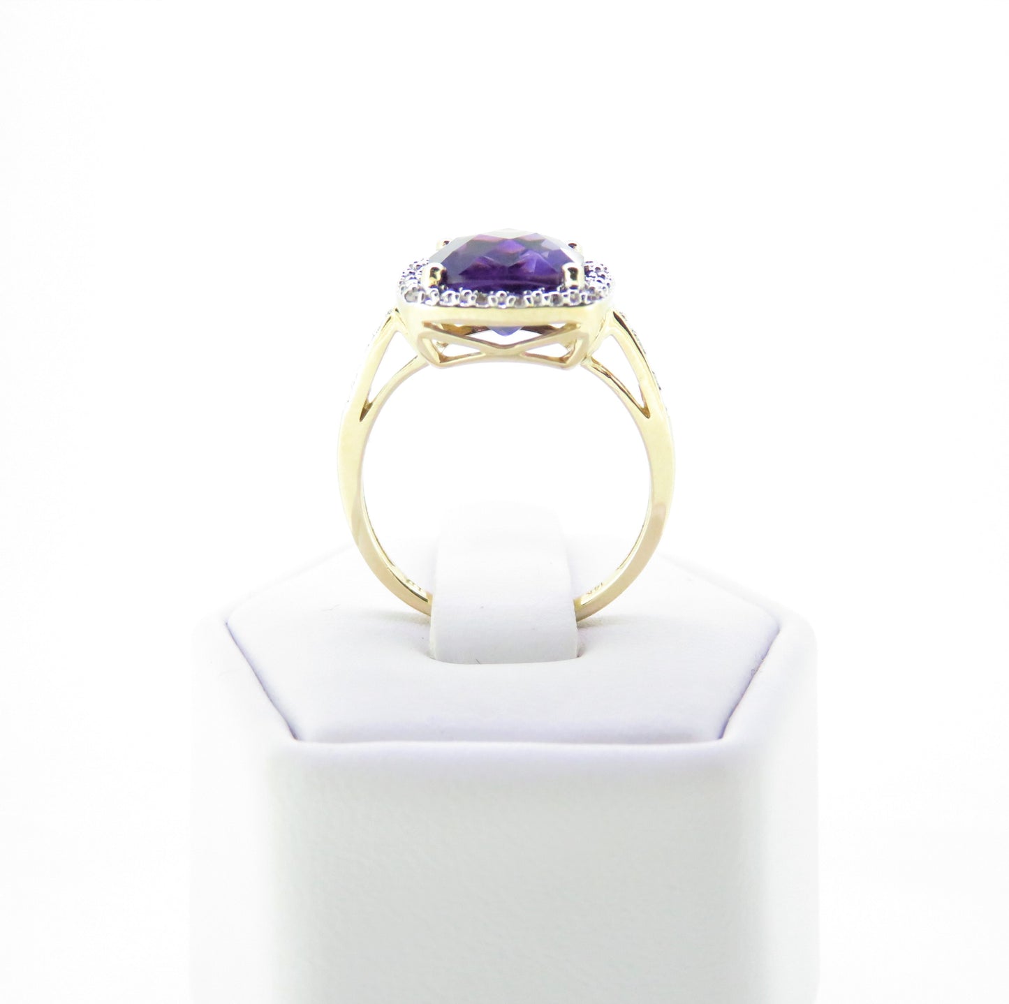 Cushion Cut Amethyst Halo Ring