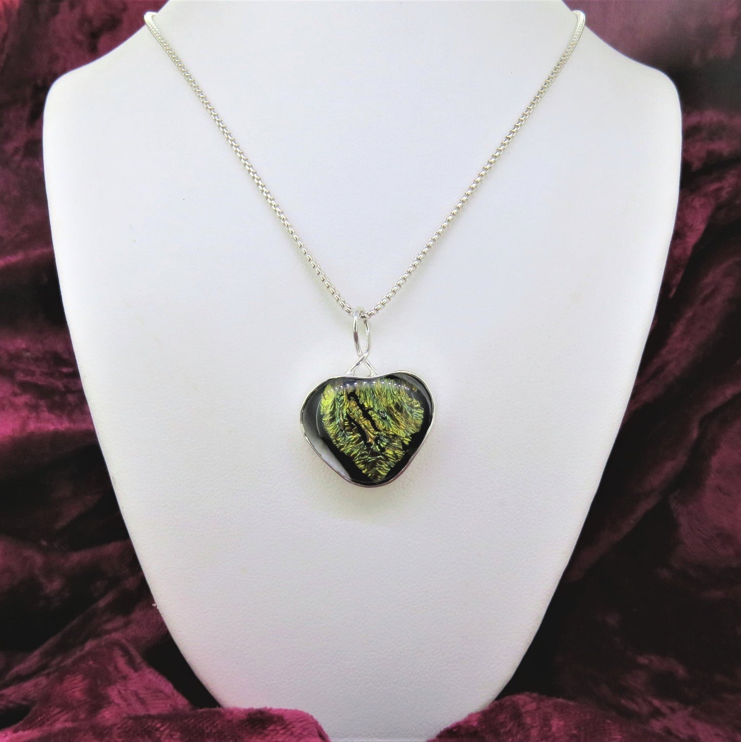 Small Yellow/Green Fused Glass Necklace