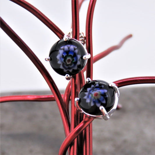 Fused Glass Flower Design Earrings